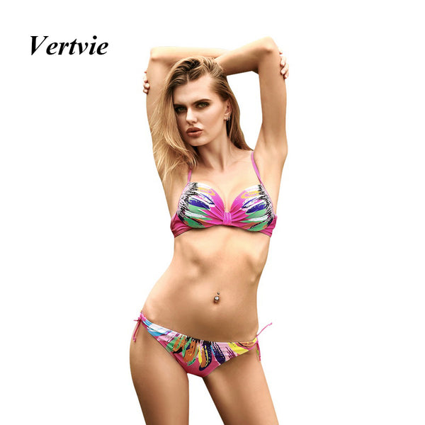 Vertvie Sexy Halter Brazilian Bikinis Women Swimwear Push Up Swimsuit Supplies Floral Swim Wear Beach Bathing Suits Bikni Sets